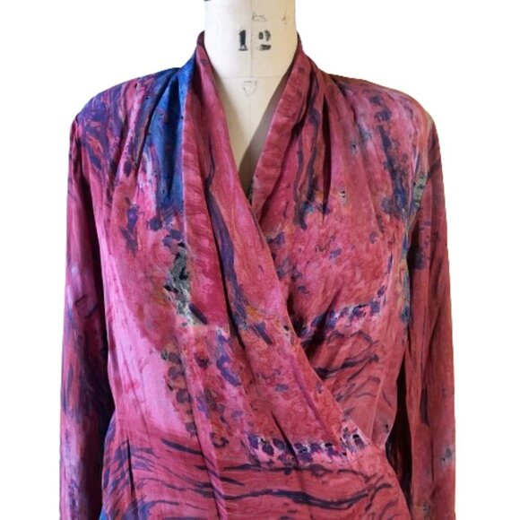 Ports International vintage pink back buttons V neck tunic top shirt - Picture 4 of 16